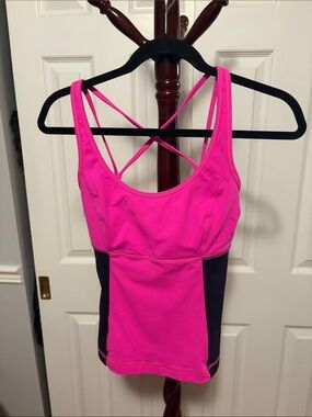Lululemon Bright Pink Tank with Dark Contrast Panels